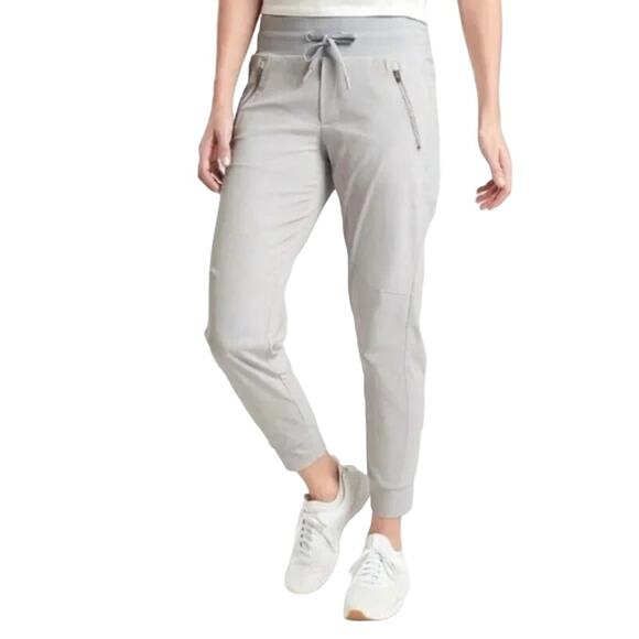 Athleta Trekkie North Jogger Ripstop Drawstring Tapered High Rise Light Gray 4 - Picture 1 of 7
